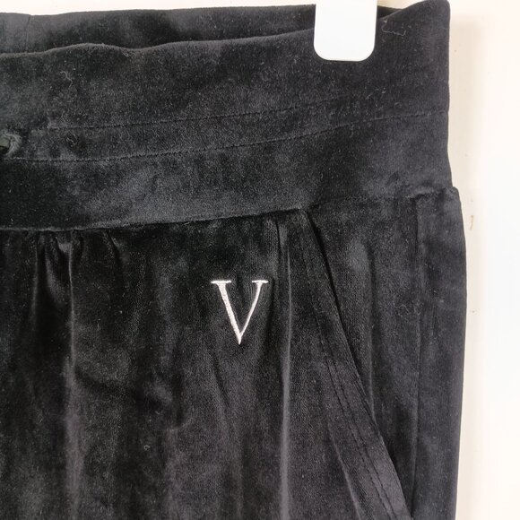 Victorias Secret Velour Jogger Pants Womens M Black Y2K Loungewear High Rise - Picture 2 of 8